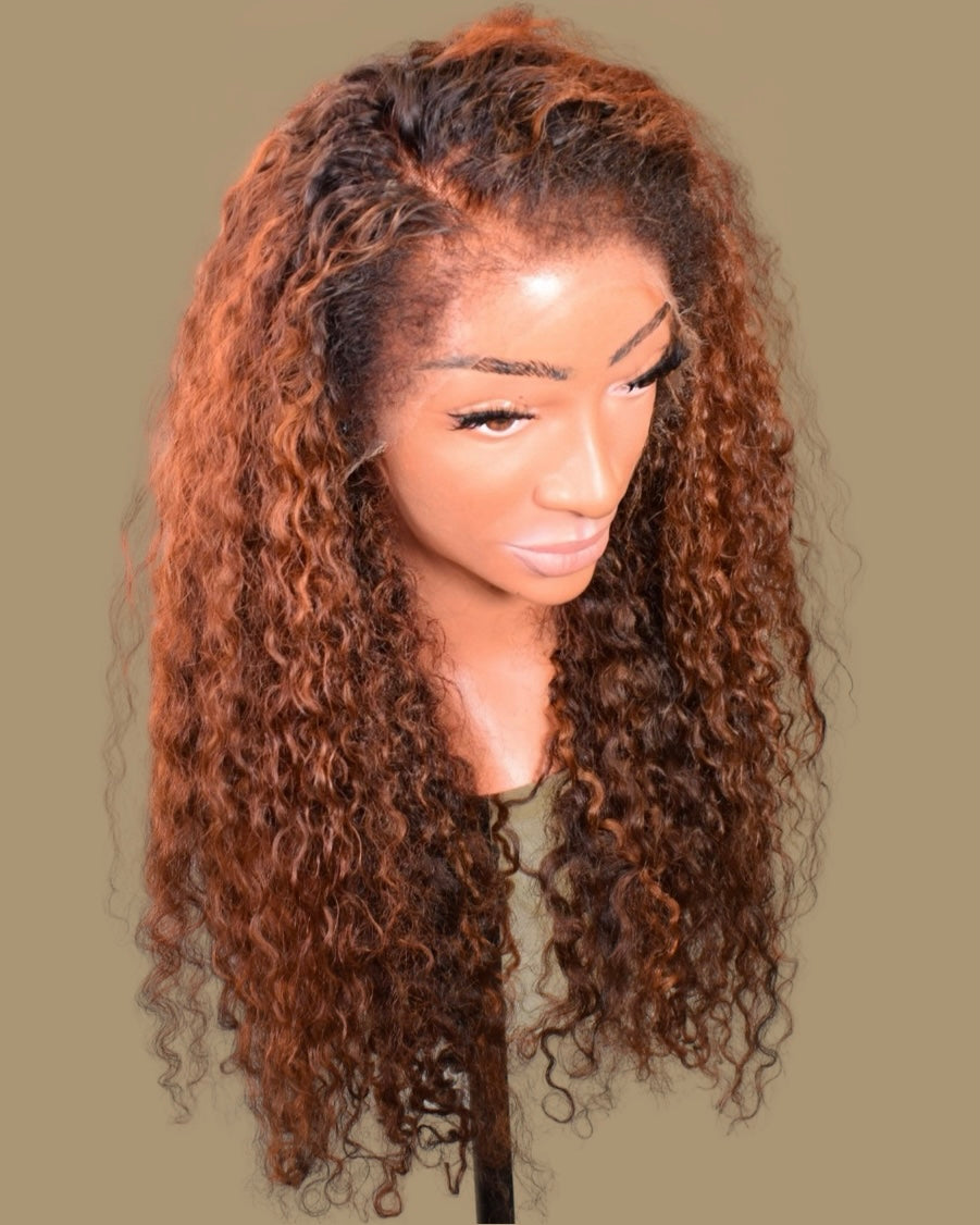 HD Burnt Orange Curly Virgin Wigs (in stock)